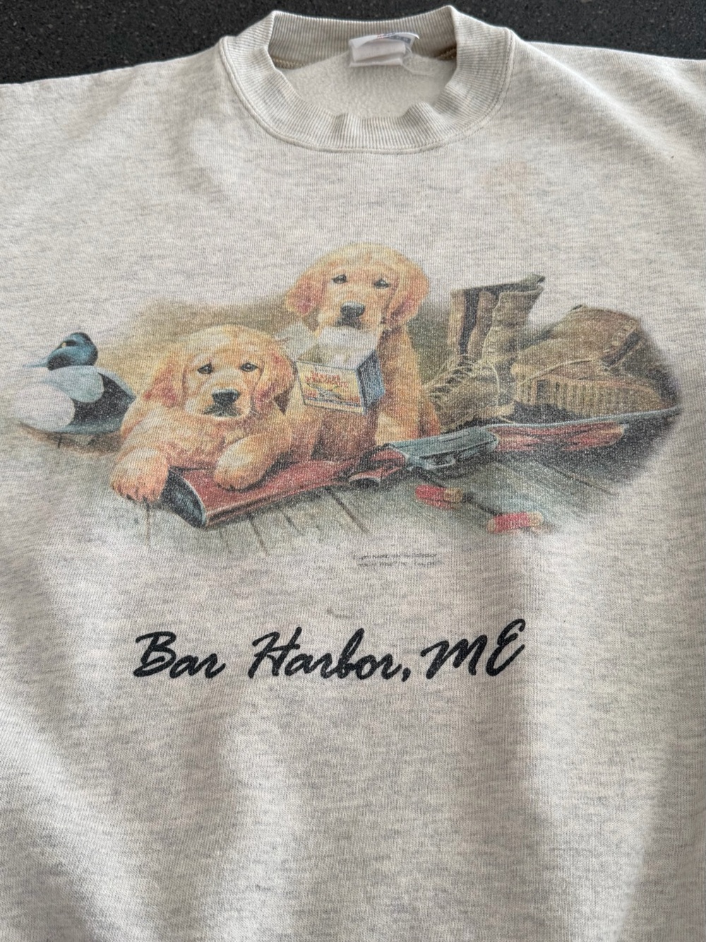 Vintage 90s Jerzees Bar Harbor Maine Golden Retriever Crewneck Sweatshirt L